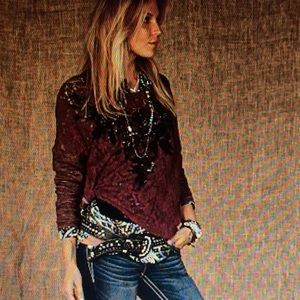 Miss Me Beaded Burgundy Sweater from Buckle